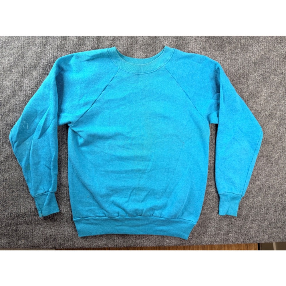 Vintage Blank Crewneck Sweatshirt Medium Blue USA Made Y2K Plain Pullover Mens